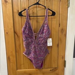 BECCA Vibrant Pink and Purple Swimsuit